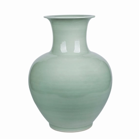 Porcelain Mint Celadon Green Lion Mouth Jar Vase home display ornament