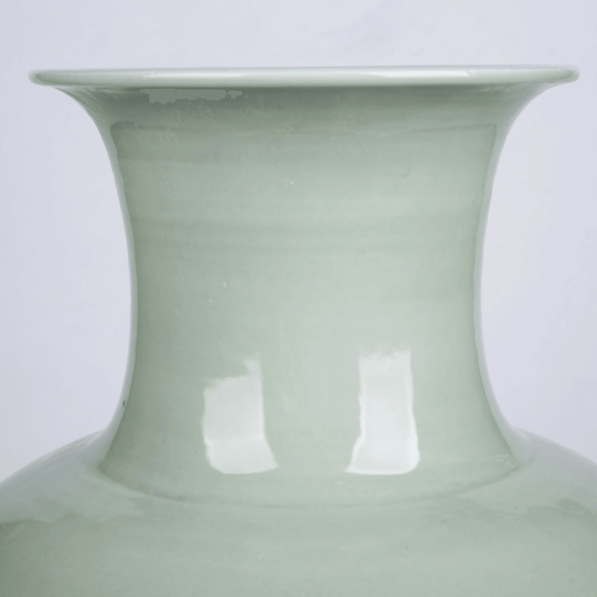 Porcelain Mint Celadon Green Lion Mouth Jar Vase