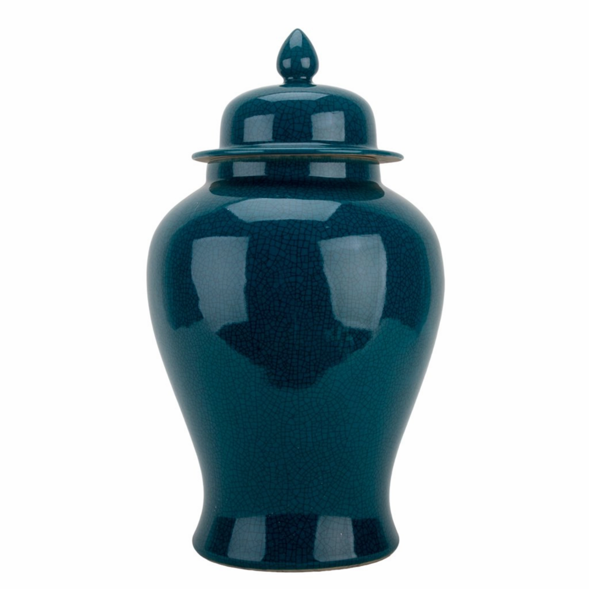Porcelain Peacock Green Lidded Temple Jar home display ornament