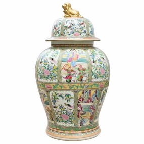 Porcelain Rose Medallion Temple Jar home display ornament