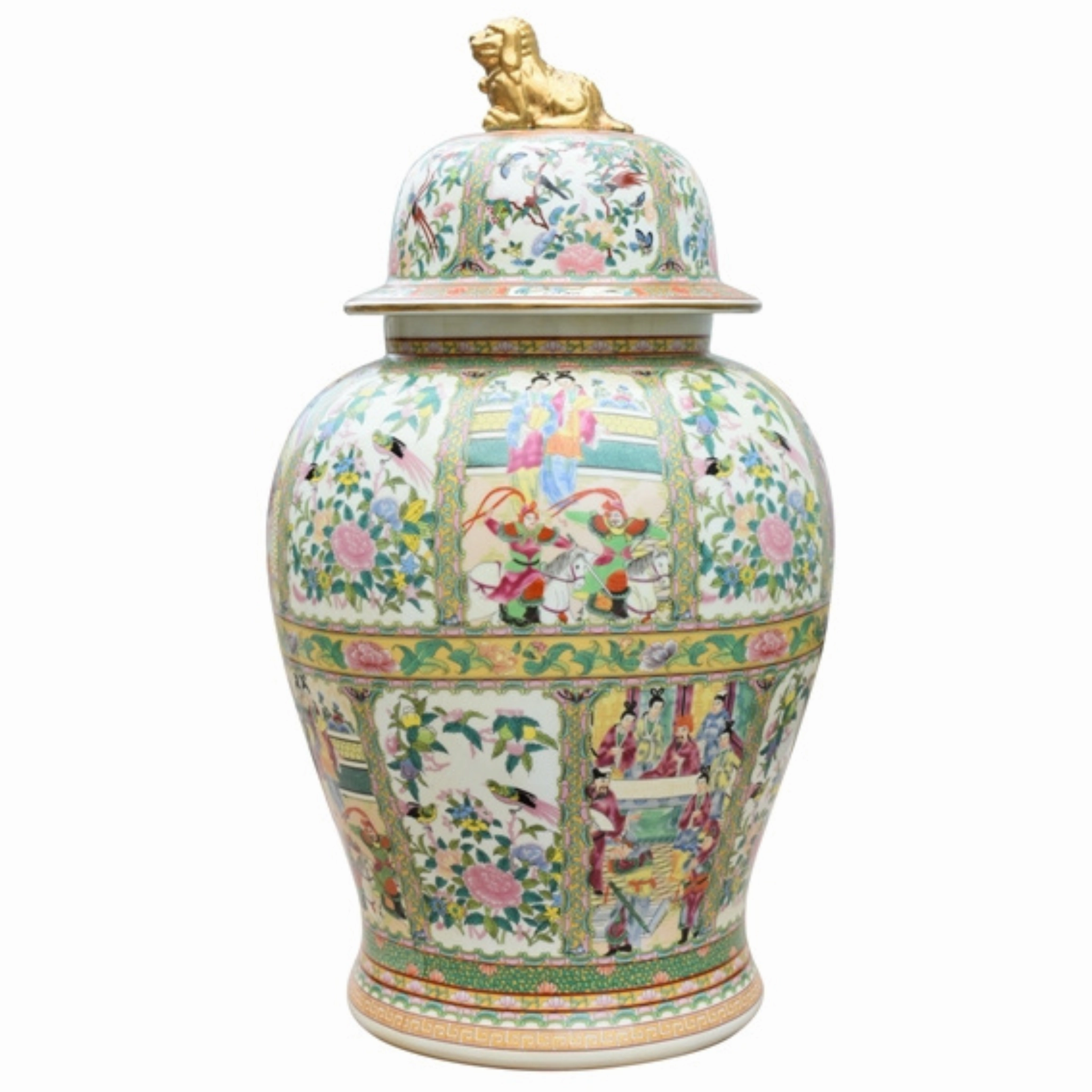 Porcelain Rose Medallion Temple Jar home display ornament