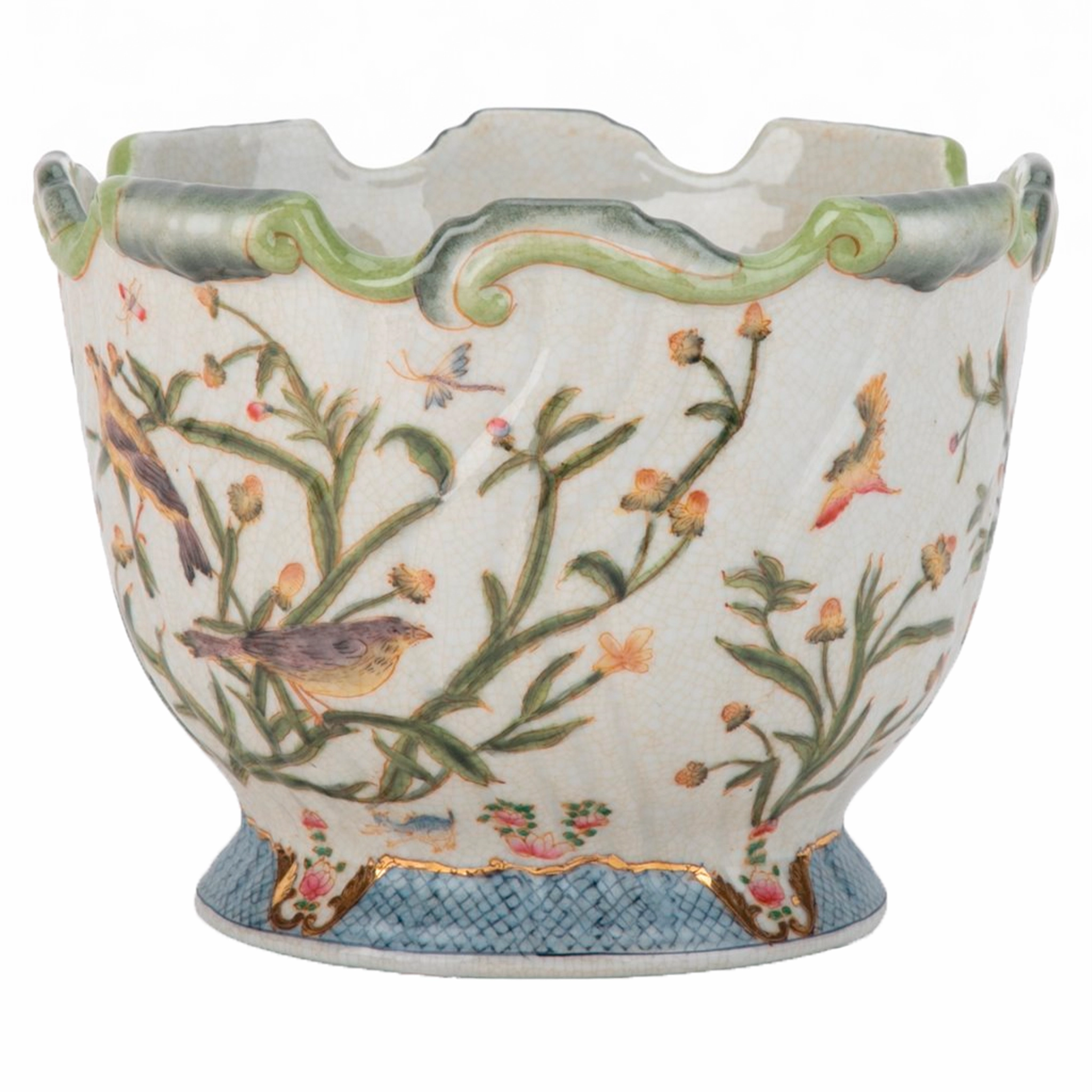 Porcelain Scallop Planter Satin Grass