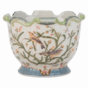 Porcelain Scallop Planter Satin Grass home display ornament