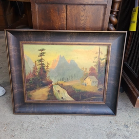PRIMITIVE LANDSCAPE OIL PAINTING classic mural painting