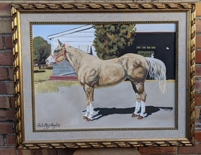 PROFILE OF HORSE OIL PAINTING ON CANVAS - ARTIST SIGNED classic mural painting