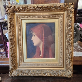 PROFILE PORTRAIT OIL PAINTING BY RORY HENNER COPY IN GILT FRAME classic mural painting