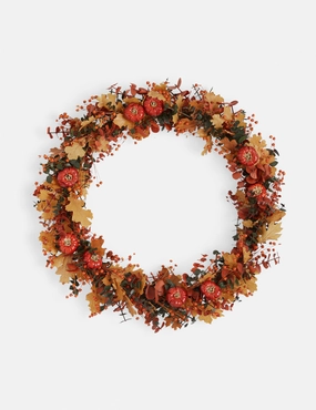 Pumpkin, Maple, and Eucalyptus Preserved Wreath decorative tabletop item