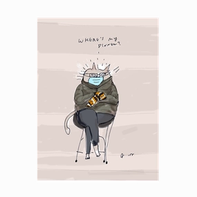 Purnie Sanders Cat Print framed wall decor