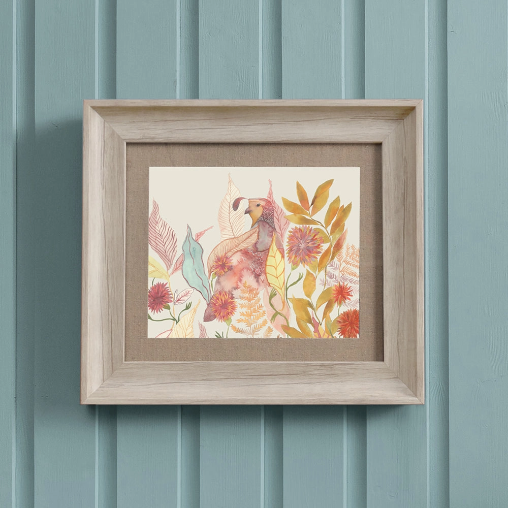 Quail Framed Print Birch patterned fashion rug  