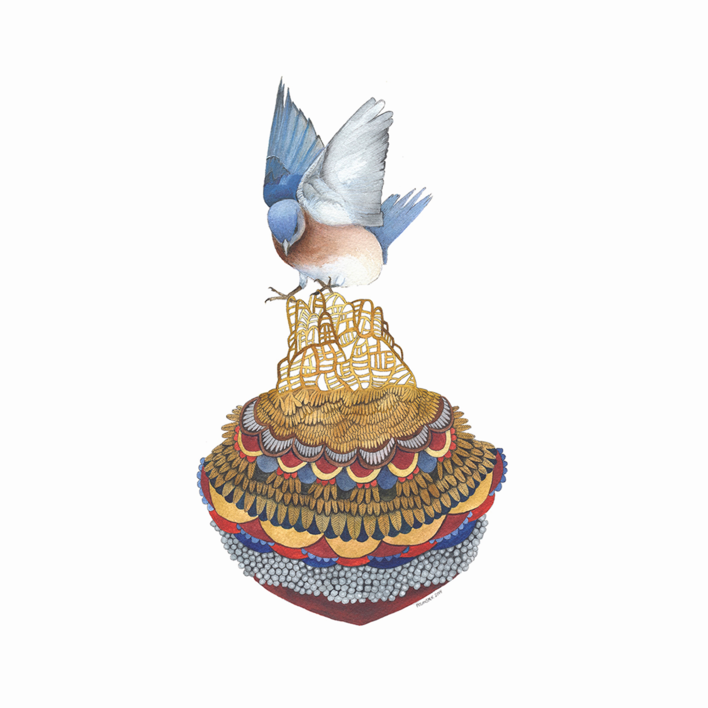 Quilted Bundles: Bird II - Art Print framed wall decor