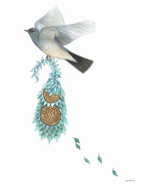 Quilted Bundles: Bird IV - Art Print framed wall decor