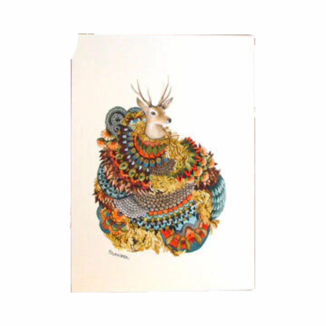 Quilted Forest: the Deer - Art Print framed wall decor