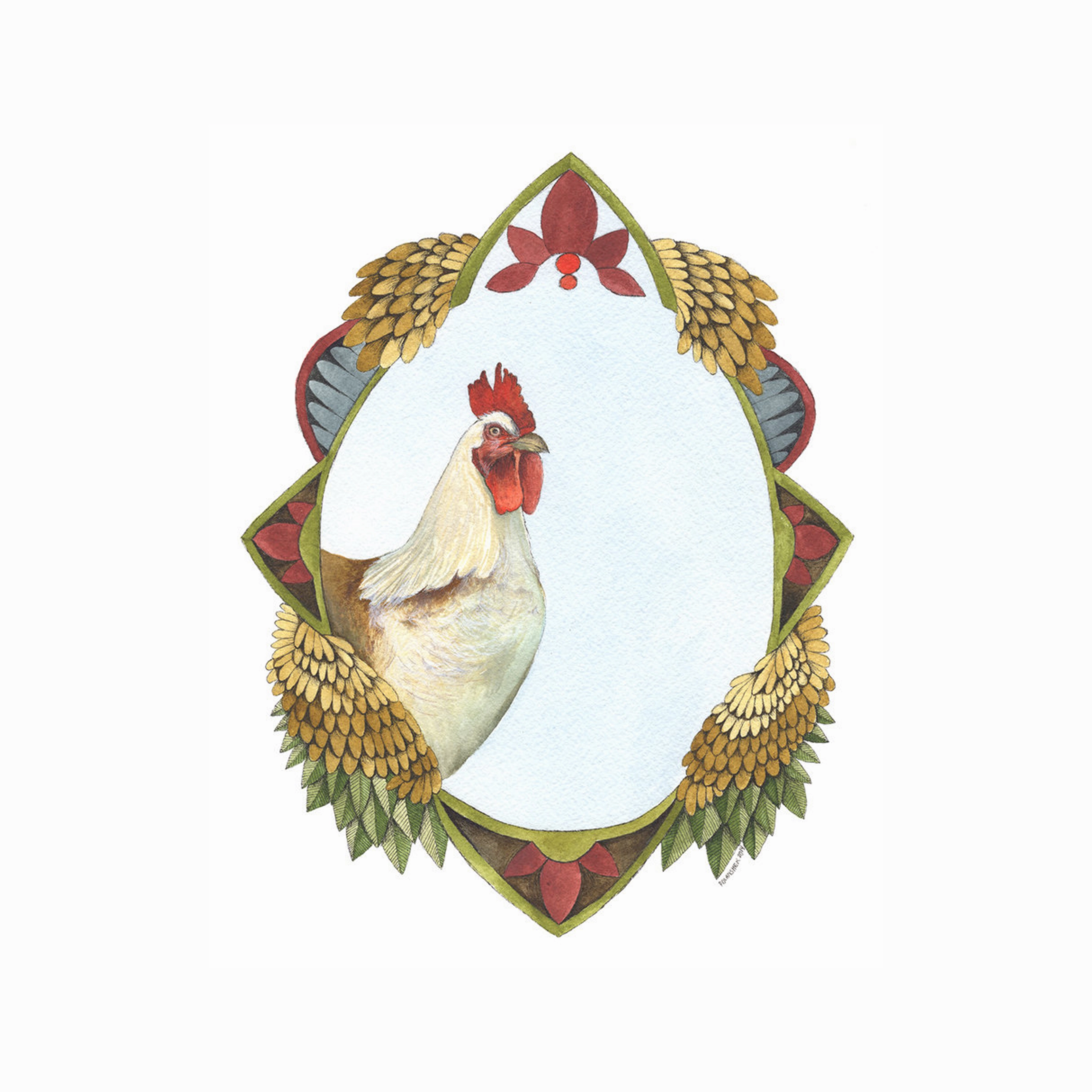 Quilted Portrait: The Chicken - Art Print framed wall decor