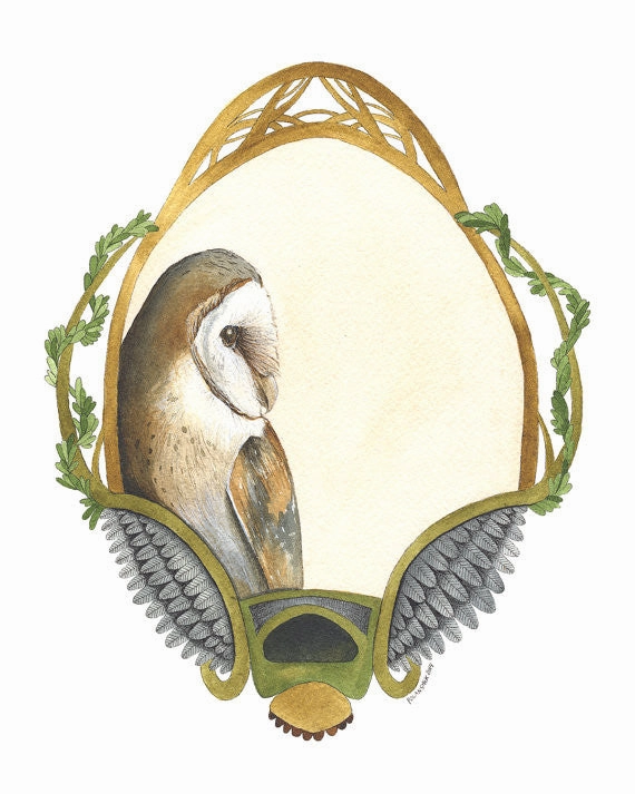 Quilted Portrait: The Owl - Art Print framed wall decor