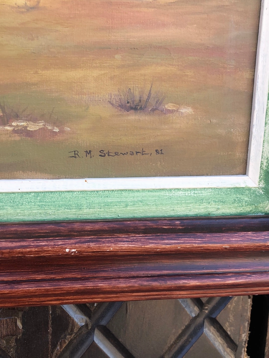 R.M. STEWART OIL PAINTING OF LONG HORNS