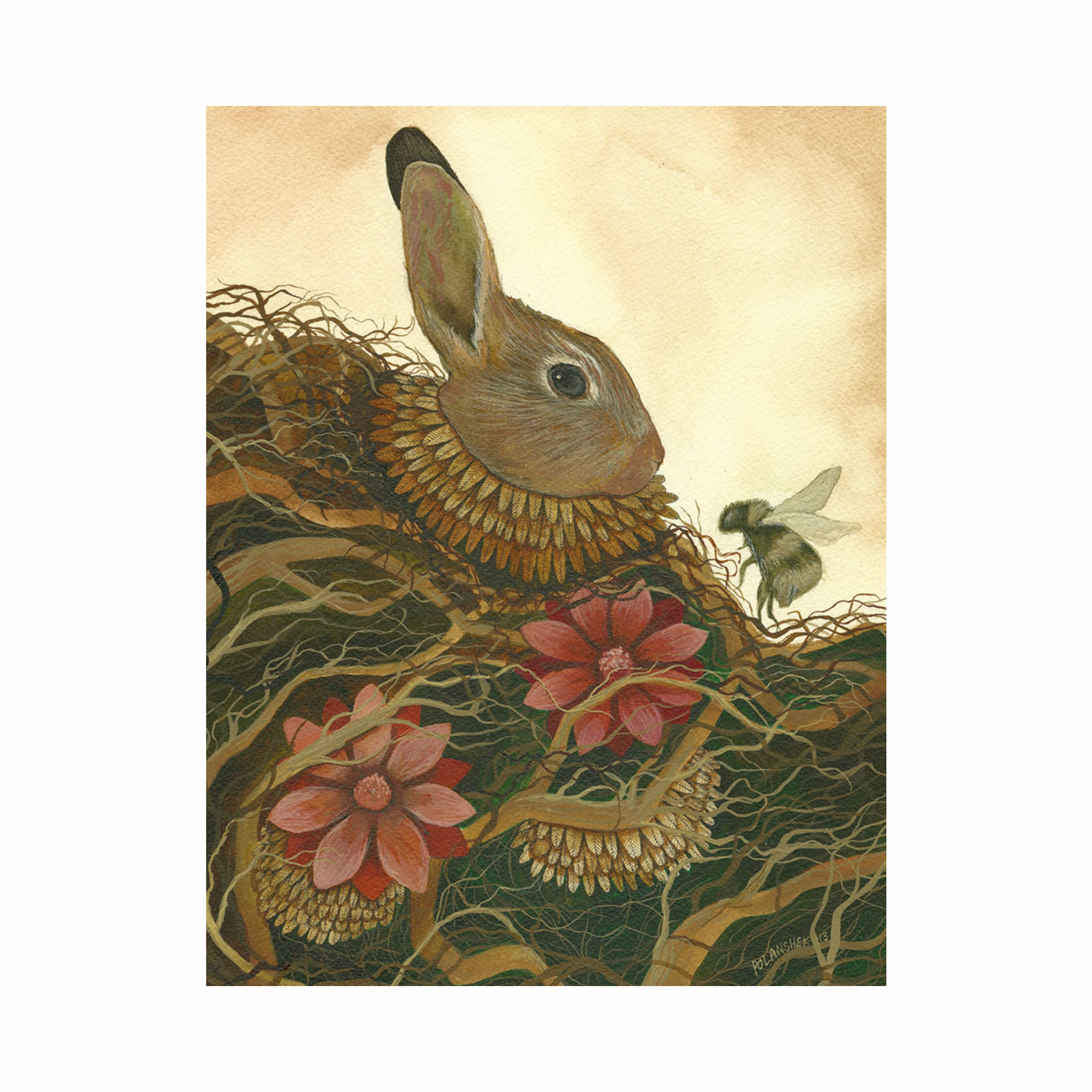 Rabbit and the Bee Art Print framed wall decor