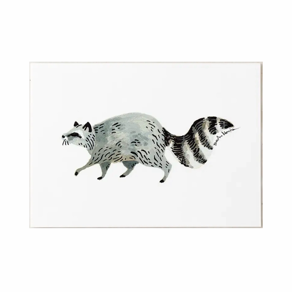 Raccoon Art Print 5x7 framed wall decor