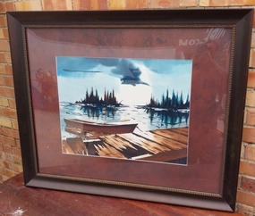 RAFT WATERCOLOR PAINTING BY RANDALPH BROWN classic mural painting