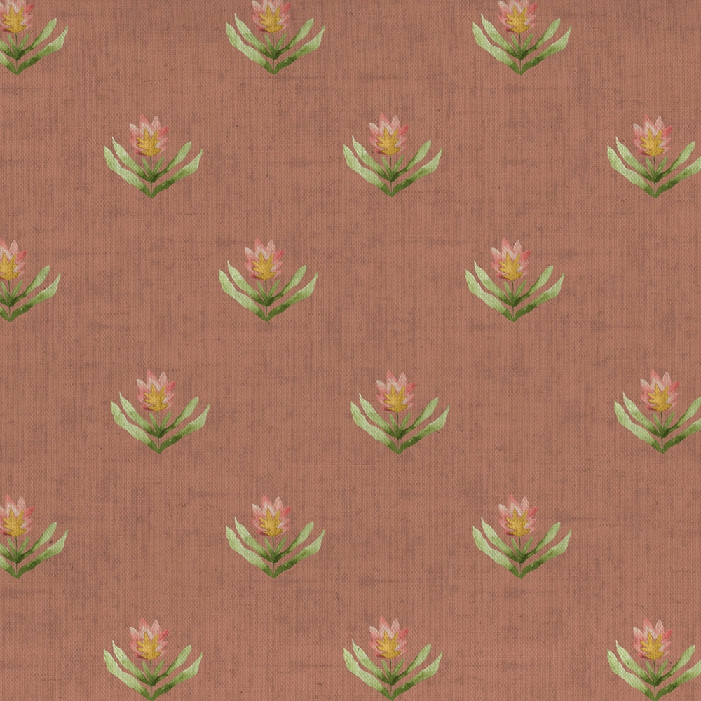 Raja Printed Cotton Fabric (By The Metre) Terracotta elegant table cloth  