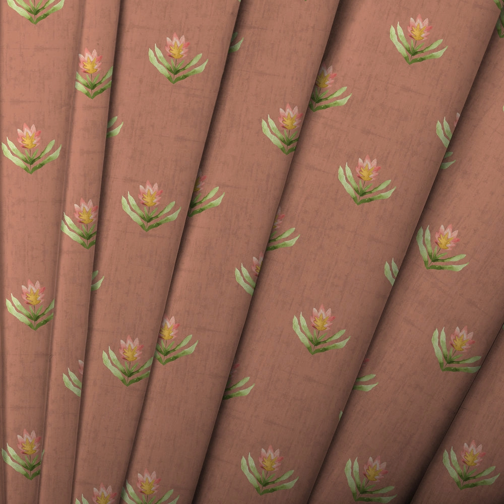 Raja Printed Cotton Fabric (By The Metre) Terracotta