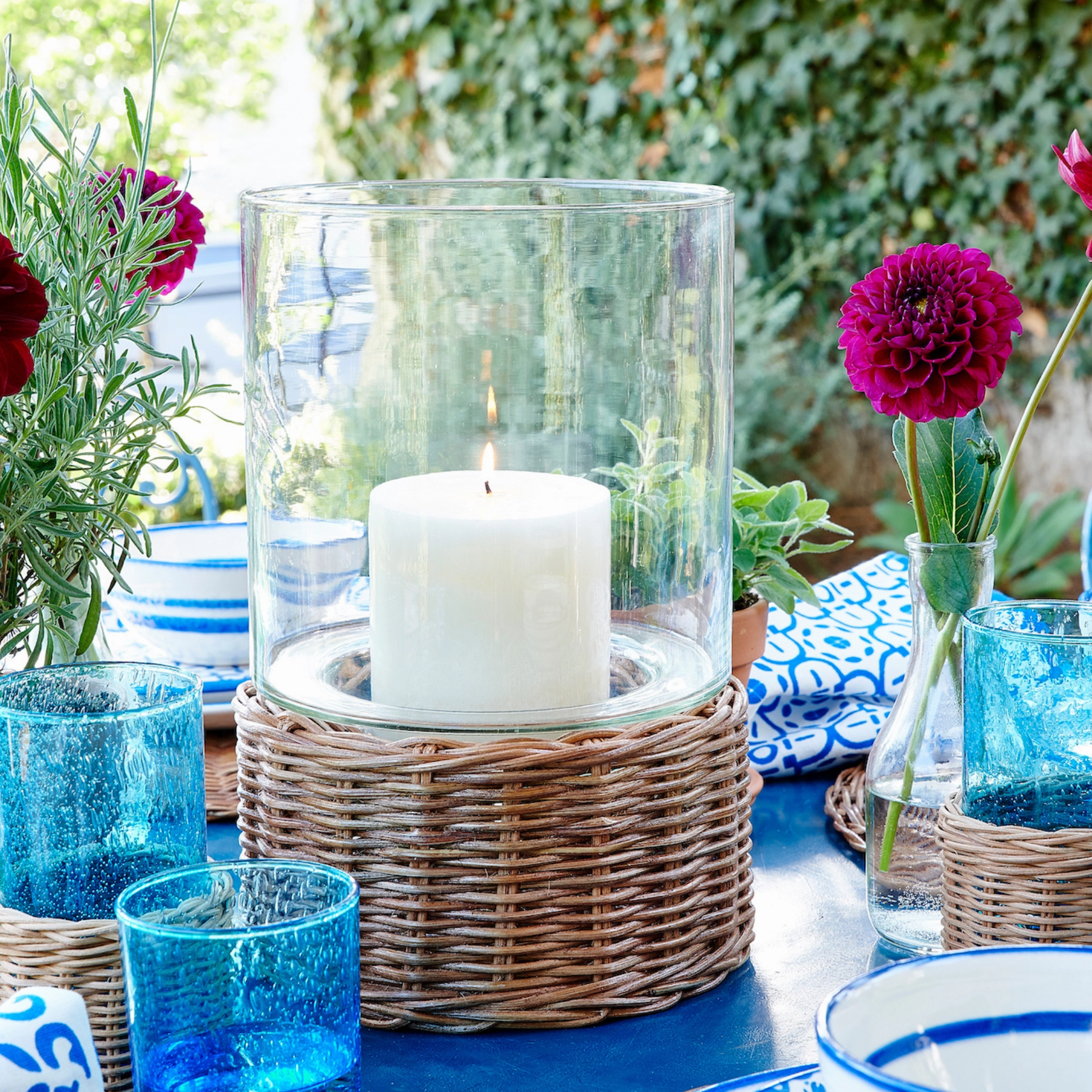 Rattan Hurricane Candle Holders