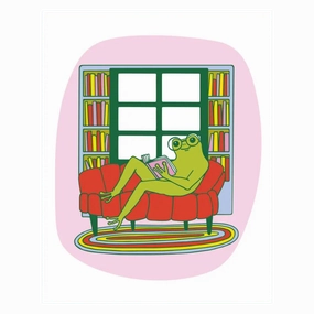Reading Frog Print framed wall decor