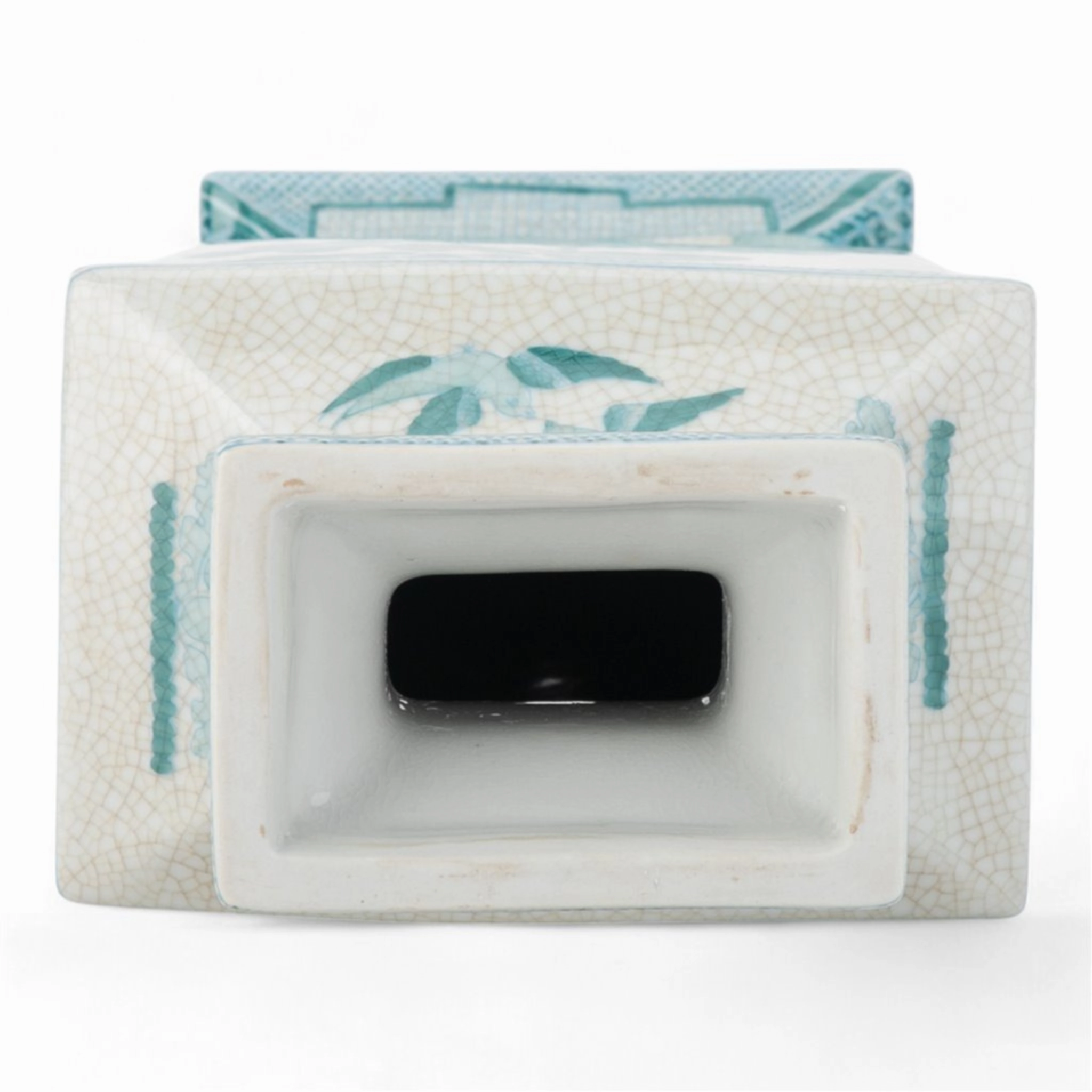 Rectangular Vase in Turquoise and White Willow Pattern