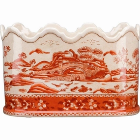 Red and White Willow Porcelain Planter home display ornament