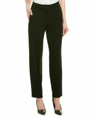 Verfeinerte Woll-Naht-Slim-Hose in Schwarz