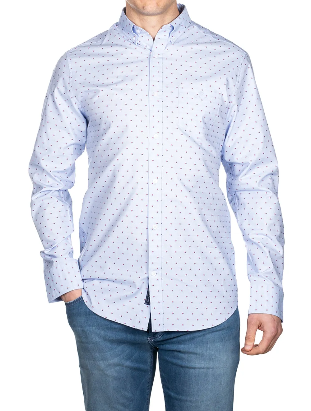 Reg Fit Coupe Punkt-Knopf-Capri in Blau