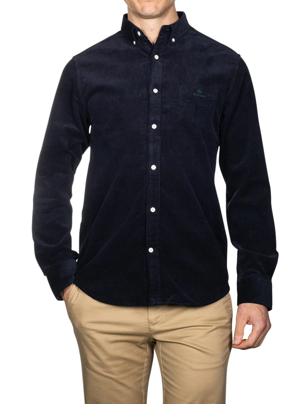 Regular Fit Cordhemd Abendblau