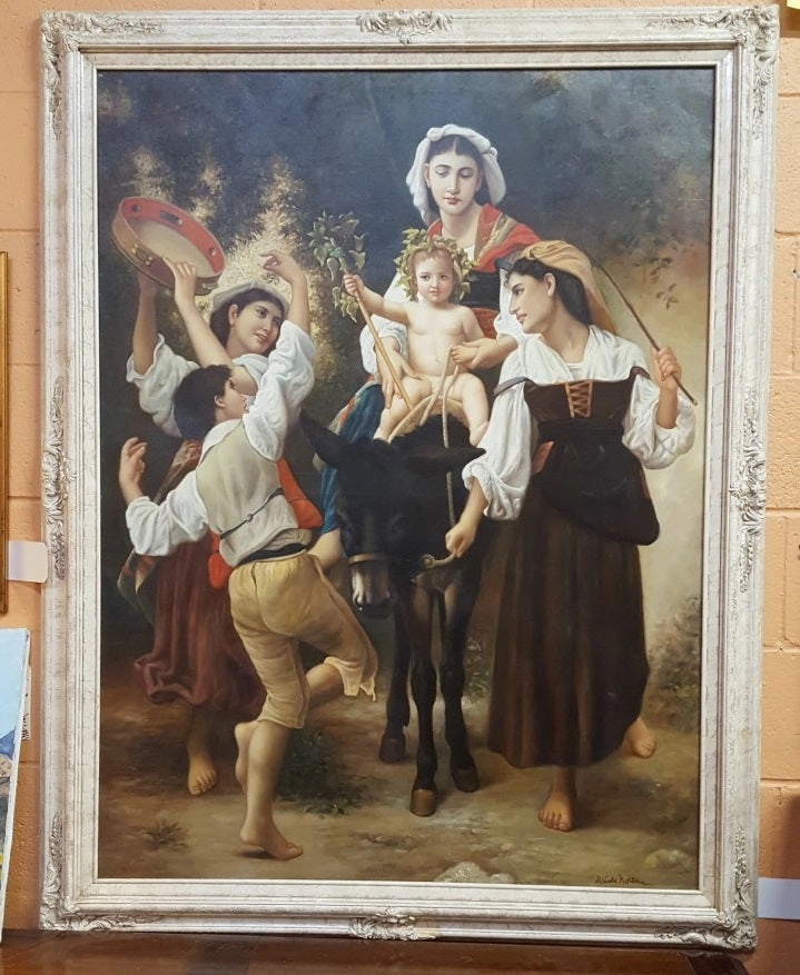 RELIGIOUS OIL PAINTING BY ALEXANDRE BARTOLOMEI  (AFTER BOUGUEREAU) classic mural painting