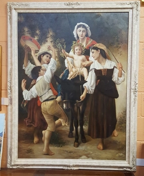 RELIGIOUS OIL PAINTING BY ALEXANDRE BARTOLOMEI  (AFTER BOUGUEREAU) classic mural painting