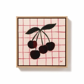Retro Cherry Art Board framed wall decor