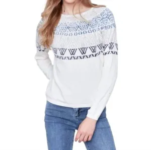 Umgekehrt bedruckter Skistrickpullover in Ecru