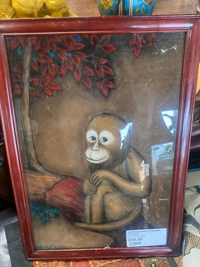 REVERSE MONKEY PAINTING ON GLASS classic mural painting