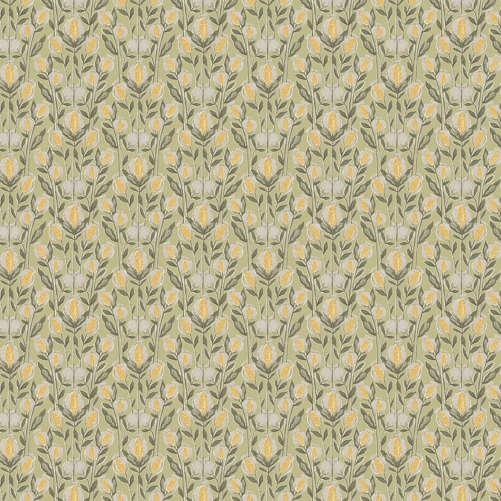 Rithani Printed Cotton Fabric (By The Metre) Pistachio