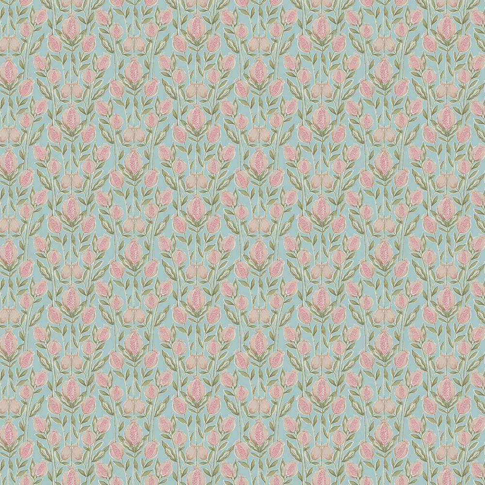 Rithani Printed Cotton Fabric (By The Metre) Robins Egg