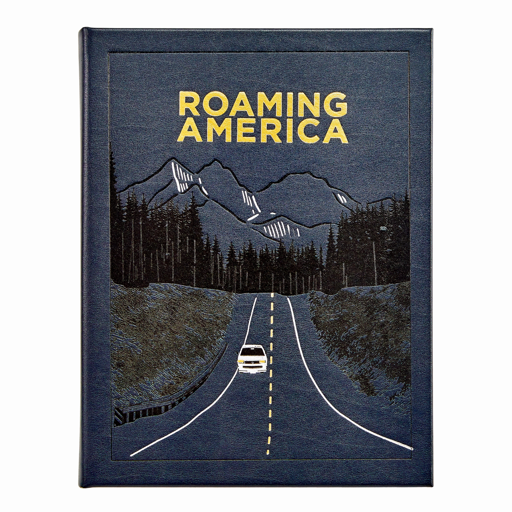 Roaming America Navy Bonded Leather Book- Can Be Personalized home display ornament