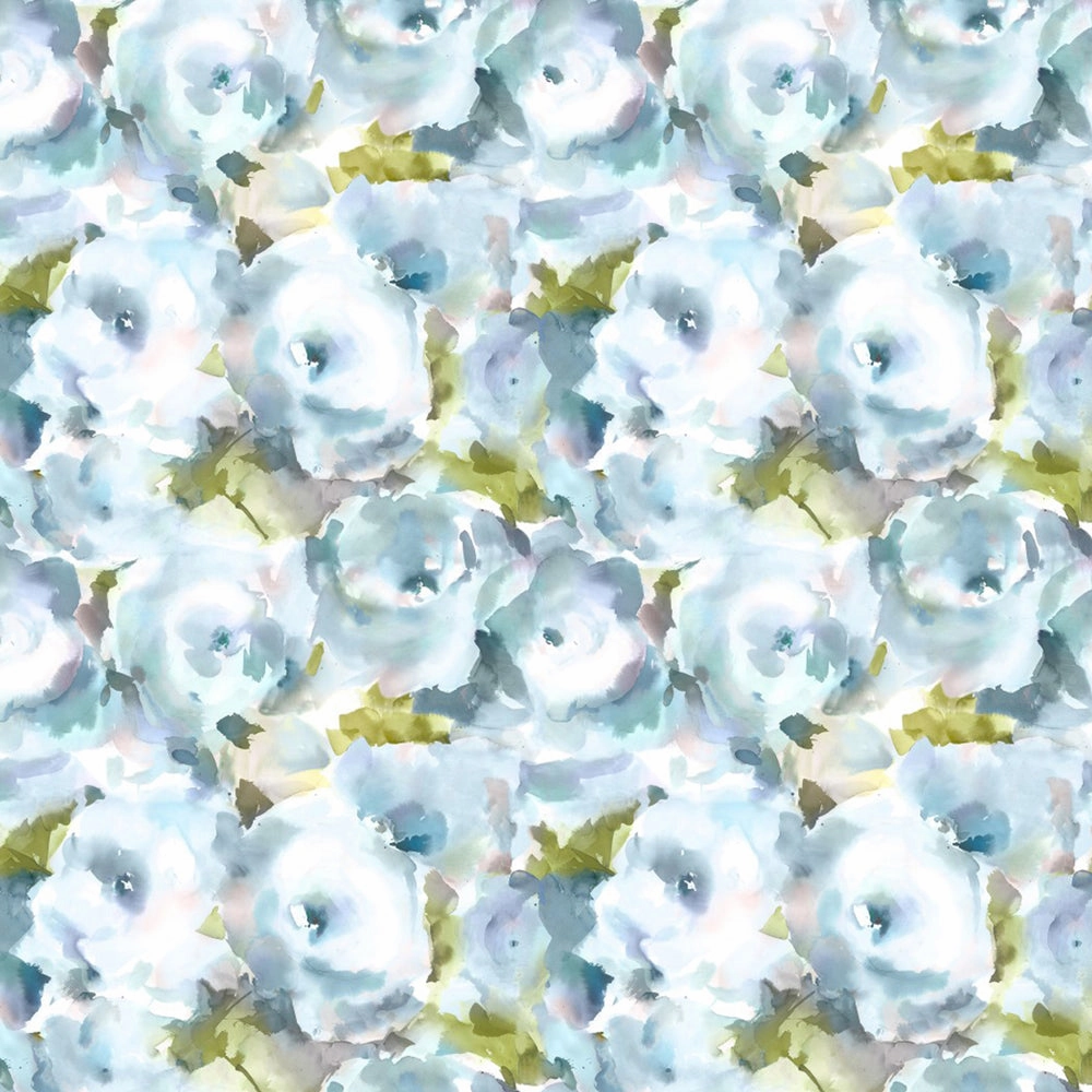 Rosa Printed Cotton Fabric (By The Metre) Duck Egg