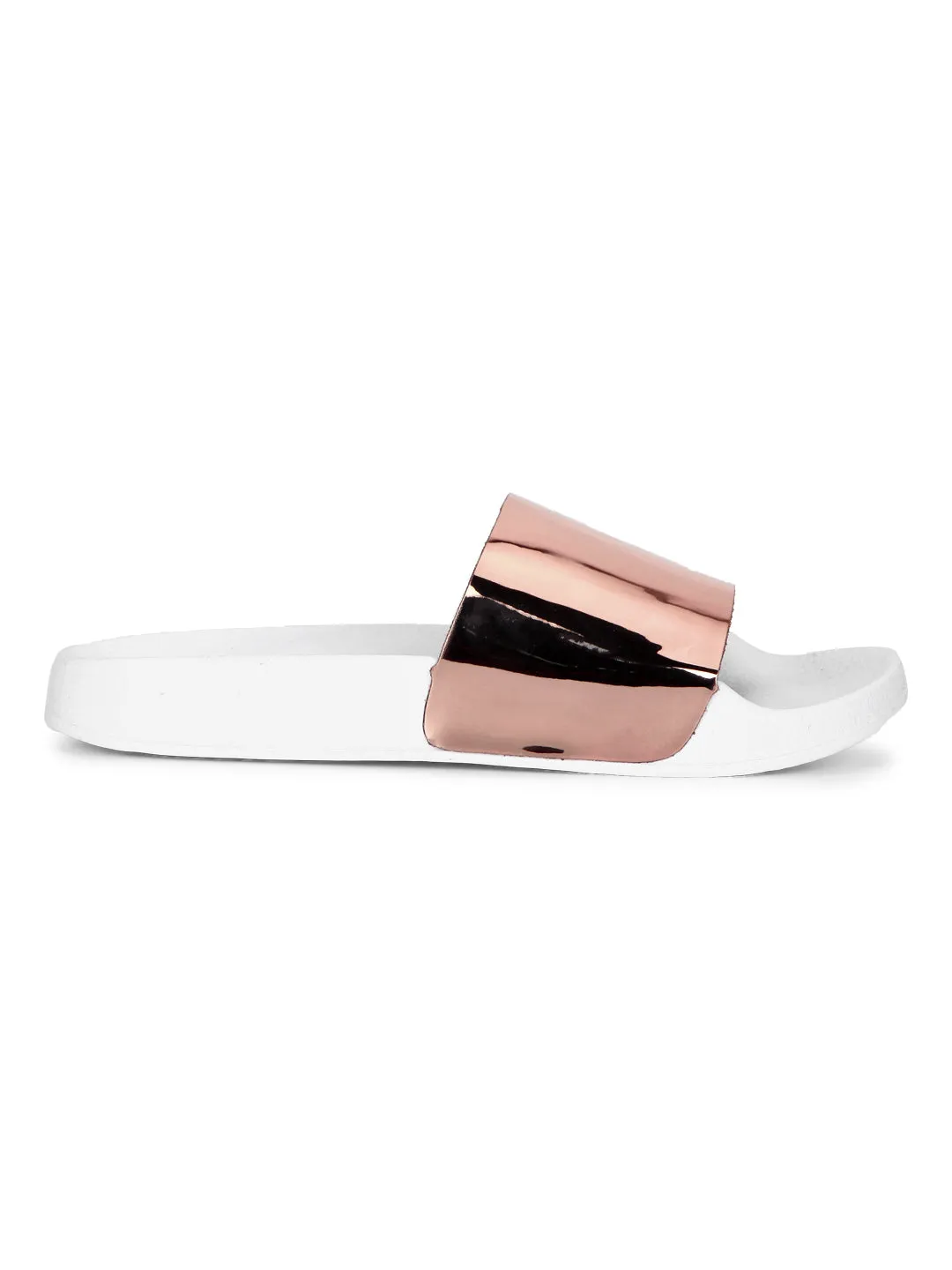 Roségoldene Pu-Slip-On-Flats