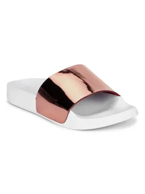 Roségoldene Pu-Slip-On-Flats