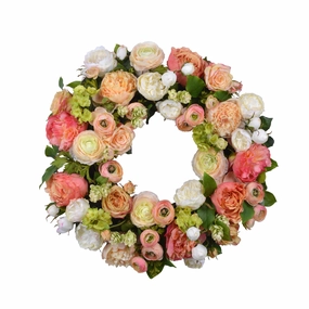 Rose and Ranunculus Wreath 24" home display ornament