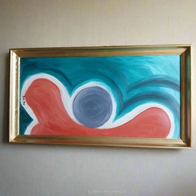 ROUND CIRCLES ABSTRACT PAINTING  SIGNED AMELIA SHIPMAN classic mural painting