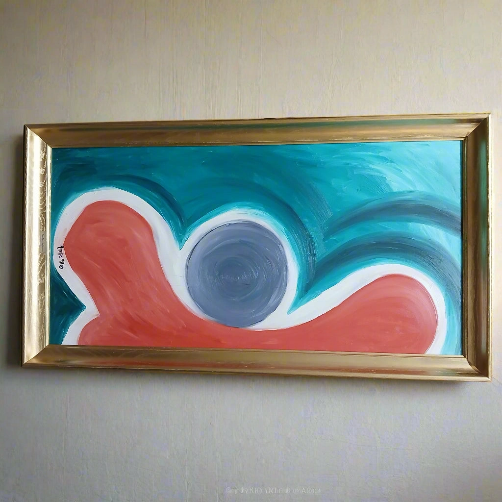 ROUND CIRCLES ABSTRACT PAINTING  SIGNED AMELIA SHIPMAN classic mural painting