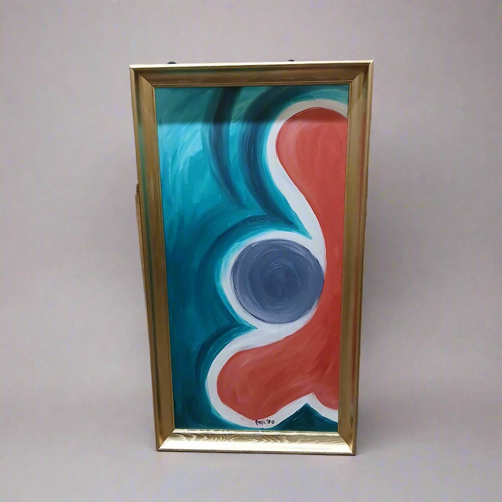 ROUND CIRCLES ABSTRACT PAINTING  SIGNED AMELIA SHIPMAN