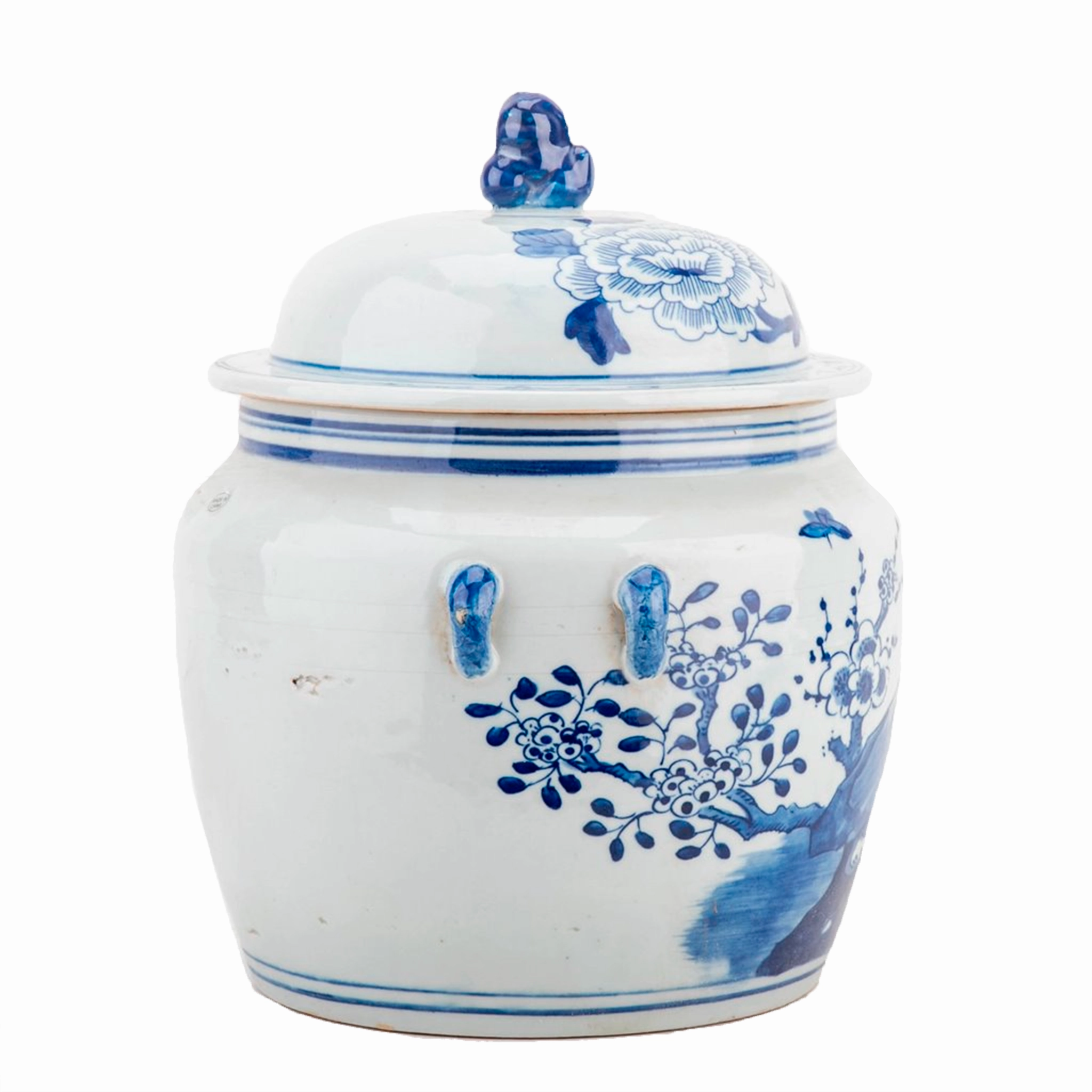 Round Cover Lid Jar Floral and Bird