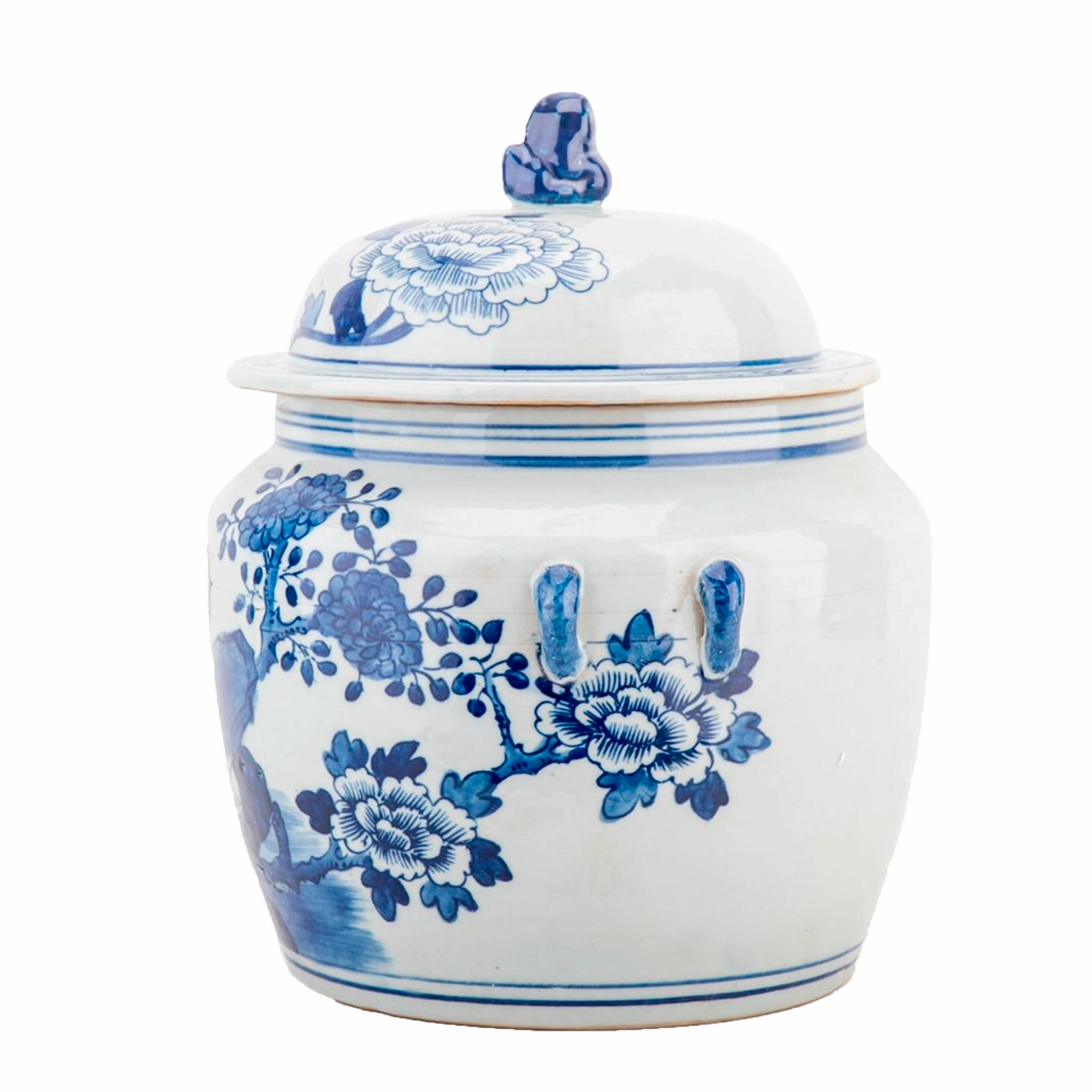 Round Cover Lid Jar Floral and Bird