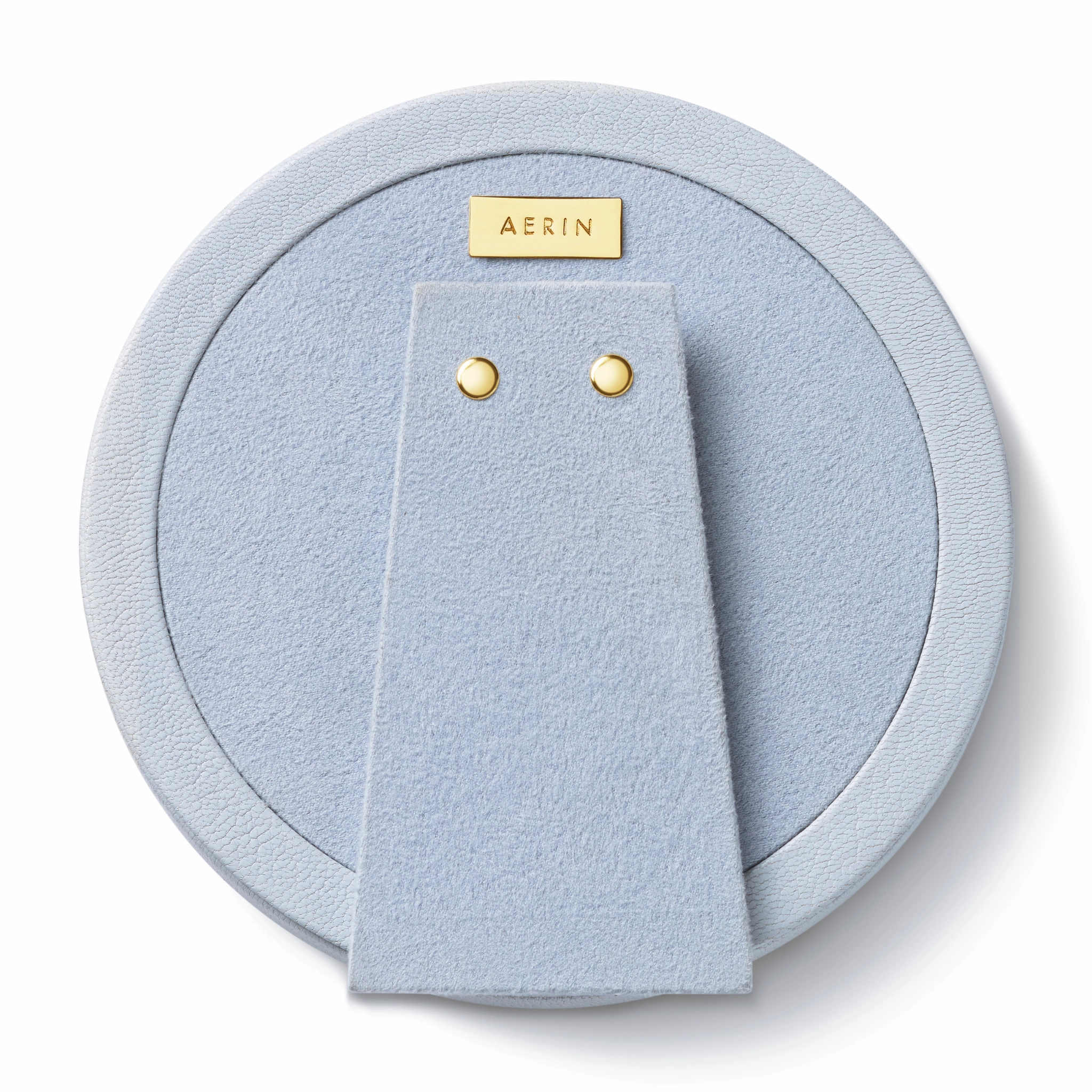 Round Piero Leather Frame, Blue Haze