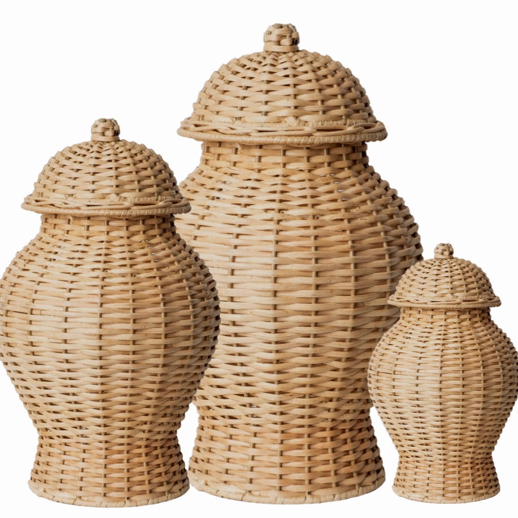 Round Wicker Jar (4 Sizes) home display ornament